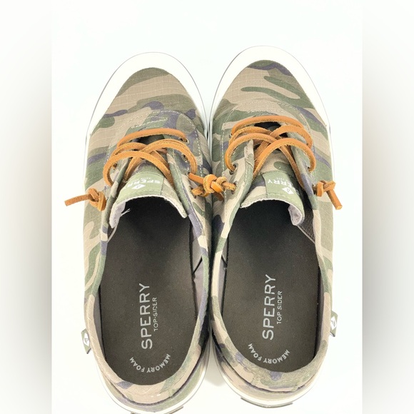 Sperry Women’s Camouflage CAMO Lounge 2 Lace-Up Slip On Sneakers Green Tan | 10 - Picture 4 of 8